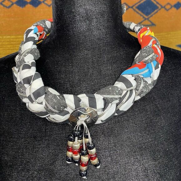 NWOT Bandana Necklace With Charm. Boho. Southwestern. OSFM. Adjustable. USA. - Picture 1 of 9